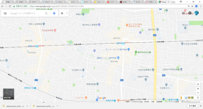 グーグルマップをプリントスクリーンした高円寺のマップ